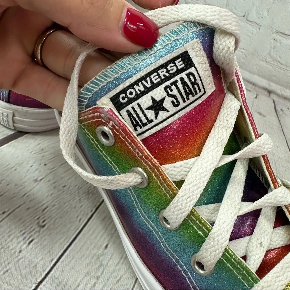converse all star rainbow glitter low tops kids youth sz 2 ROYGBIV